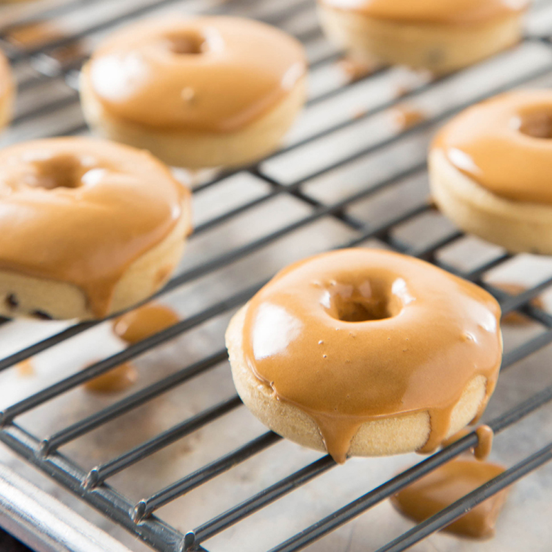 Coffee Glazed Baked Chocolate Chip Donuts The Missing Lokness